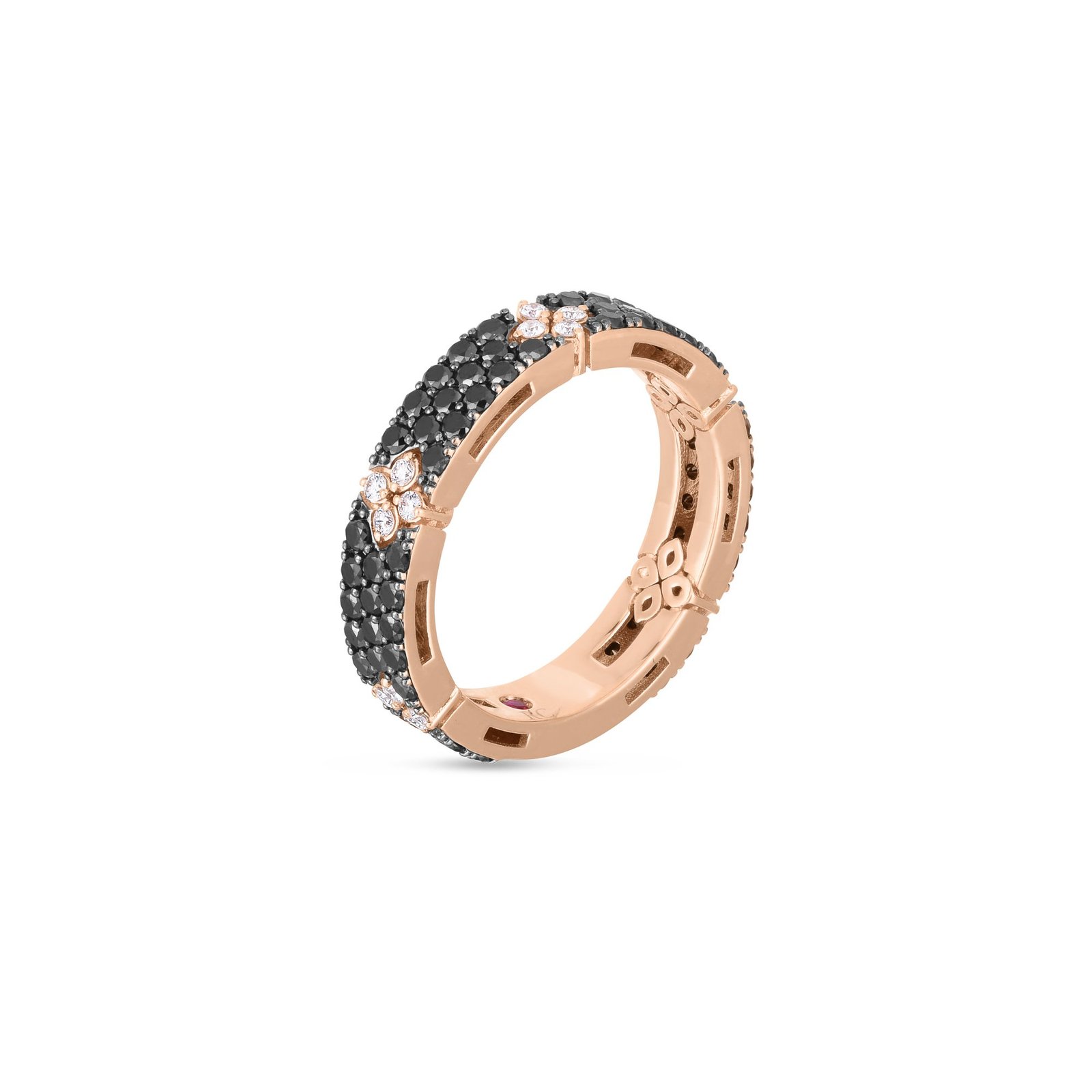 Love in Verona Black & Colorless Diamond Ring Slim Version (Rose Gold)