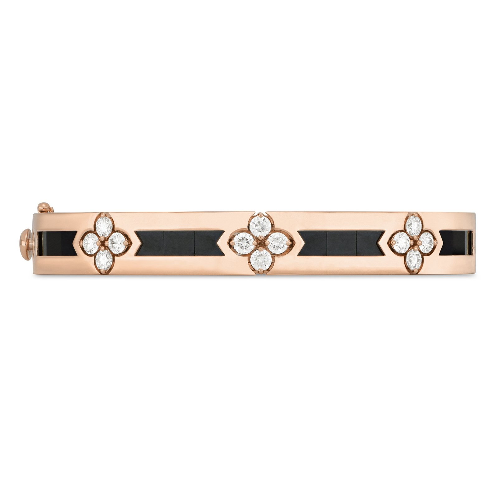 Love in Verona Black Jade & Diamond Bangle  (Rose Gold)