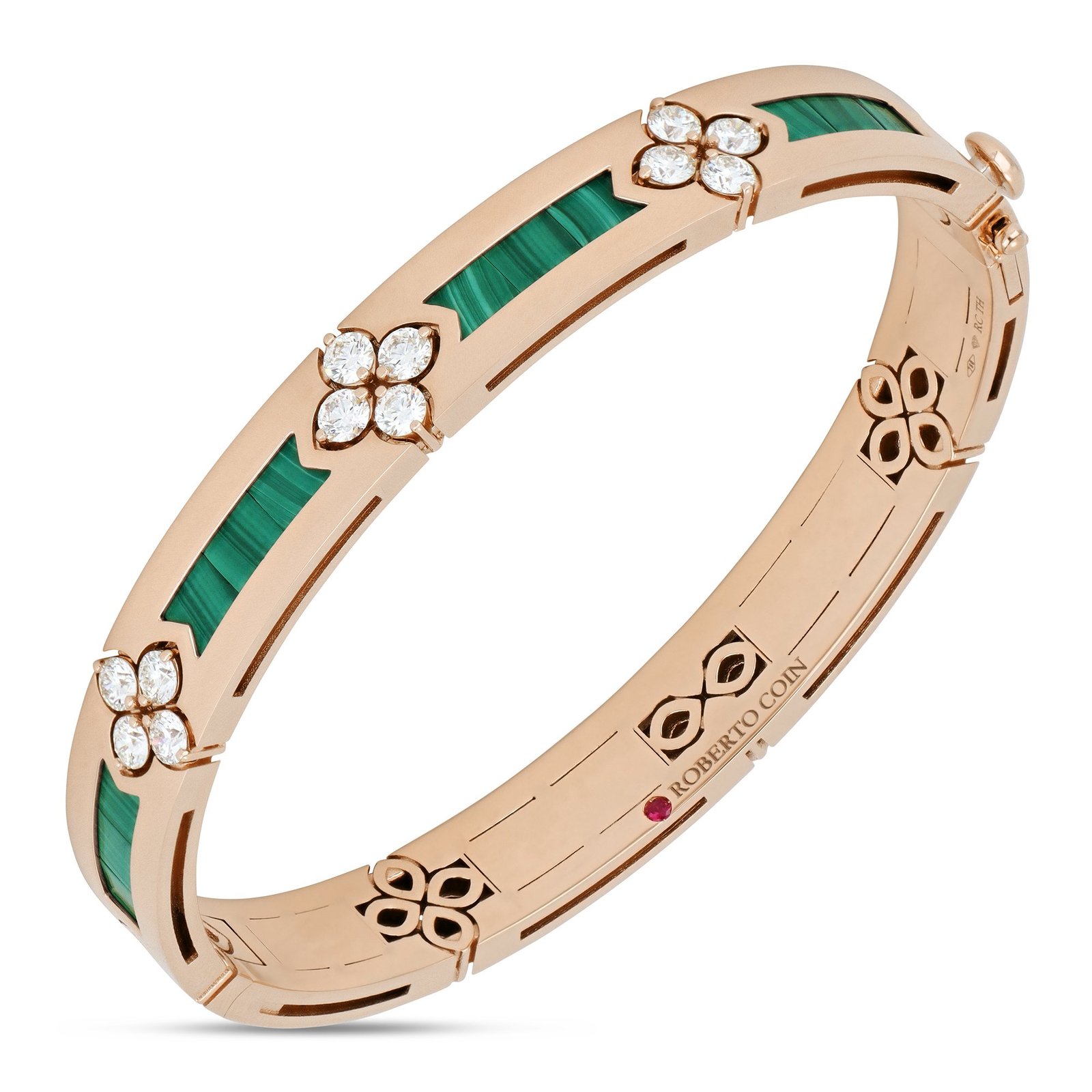 Love in Verona Malachite & Diamond Bangle (Rose Gold)