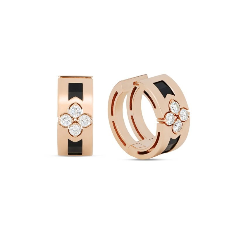 Love in Verona Black Jade & Diamond Earrings (Rose Gold)