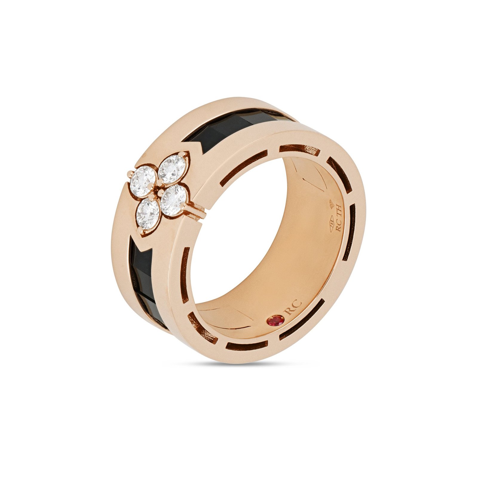 Love in Verona Black Jade & Diamond Ring (Rose Gold)