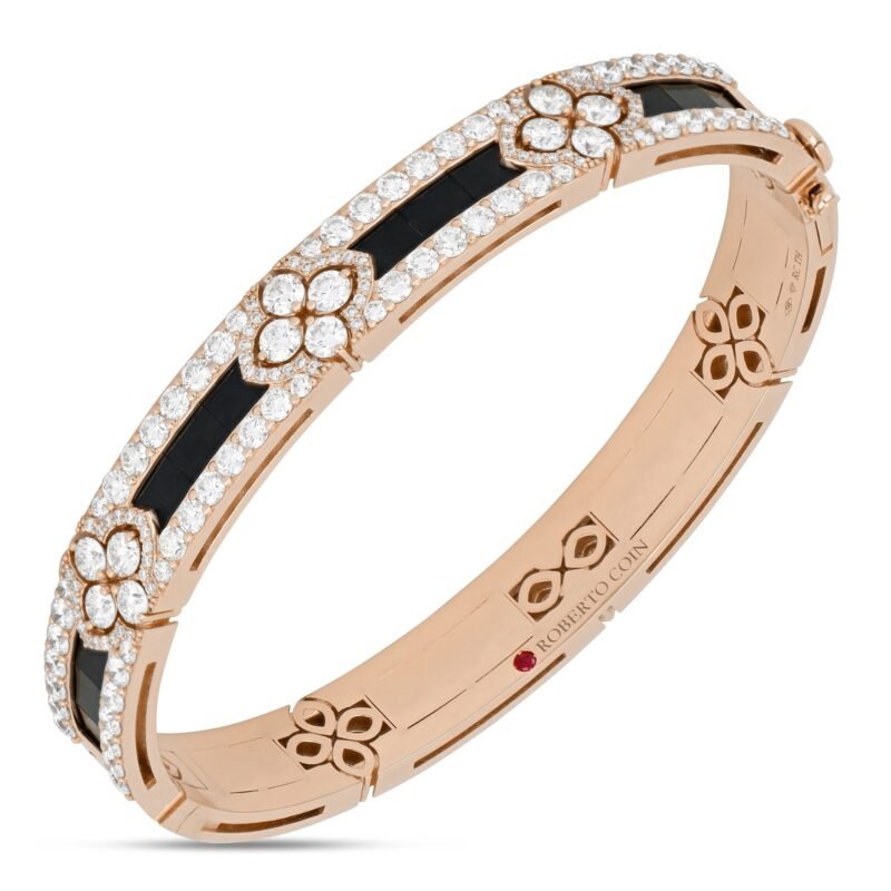 Love in Verona Black Jade Bangle Pave (Rose Gold)