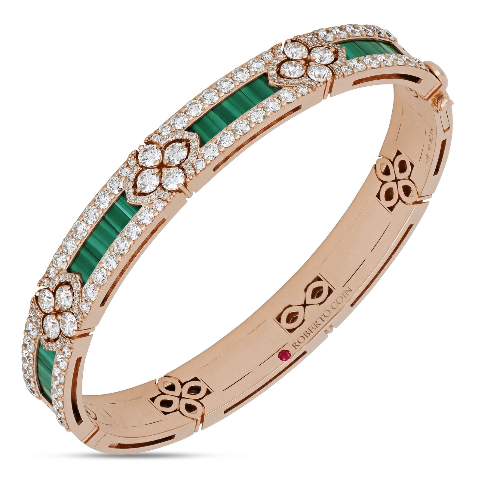 Love in Verona Malachite Bangle Pave (Rose Gold)