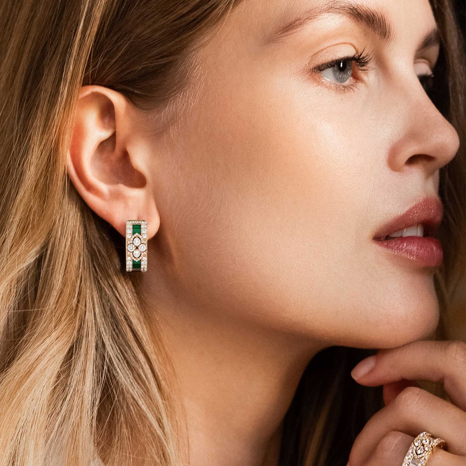 Love in Verona Diamond & Malachite Earrings (Rose Gold)