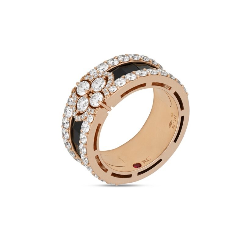 Love in Verona Diamond & Black Jade Ring (Rose Gold)