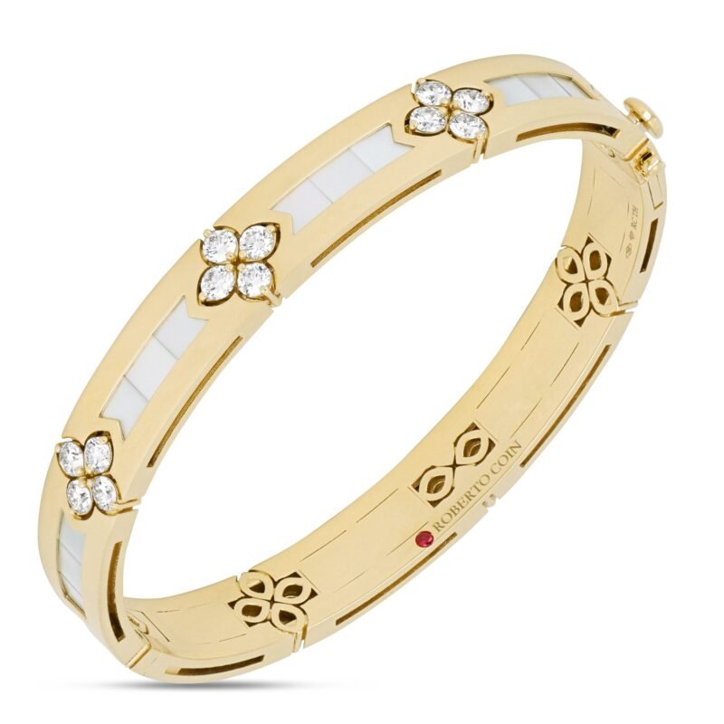 Love in Verona MOP & Diamond Bangle (Yellow Gold)