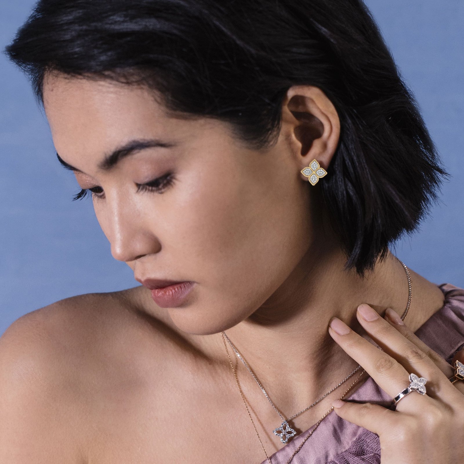 Princess Flower Diamond Earrings Large version