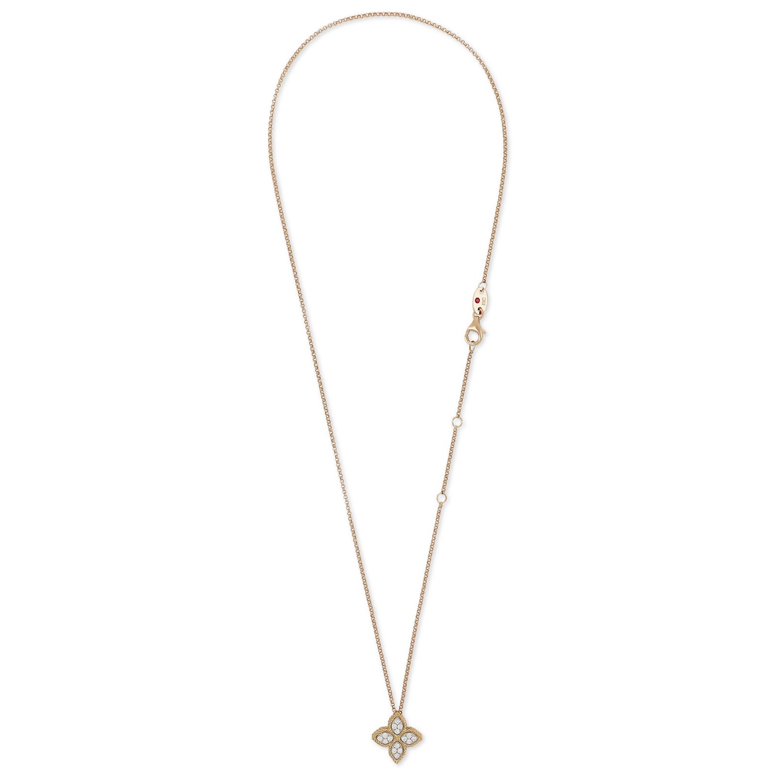 Princess Flower Diamond Pendant Necklace Medium Version