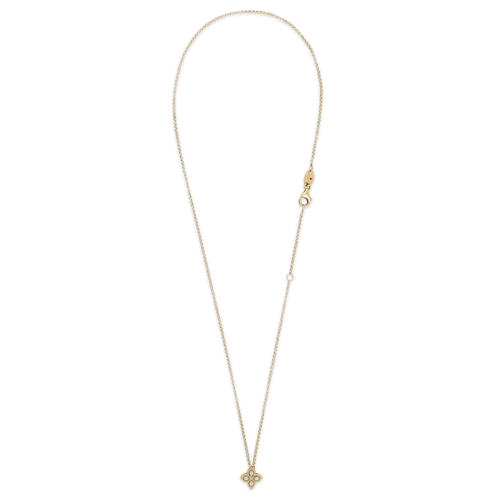 Princess Flower Diamond Pendant Necklace Small Version