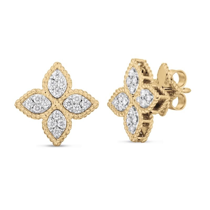 Princess Flower Diamond Earrings Medium Version