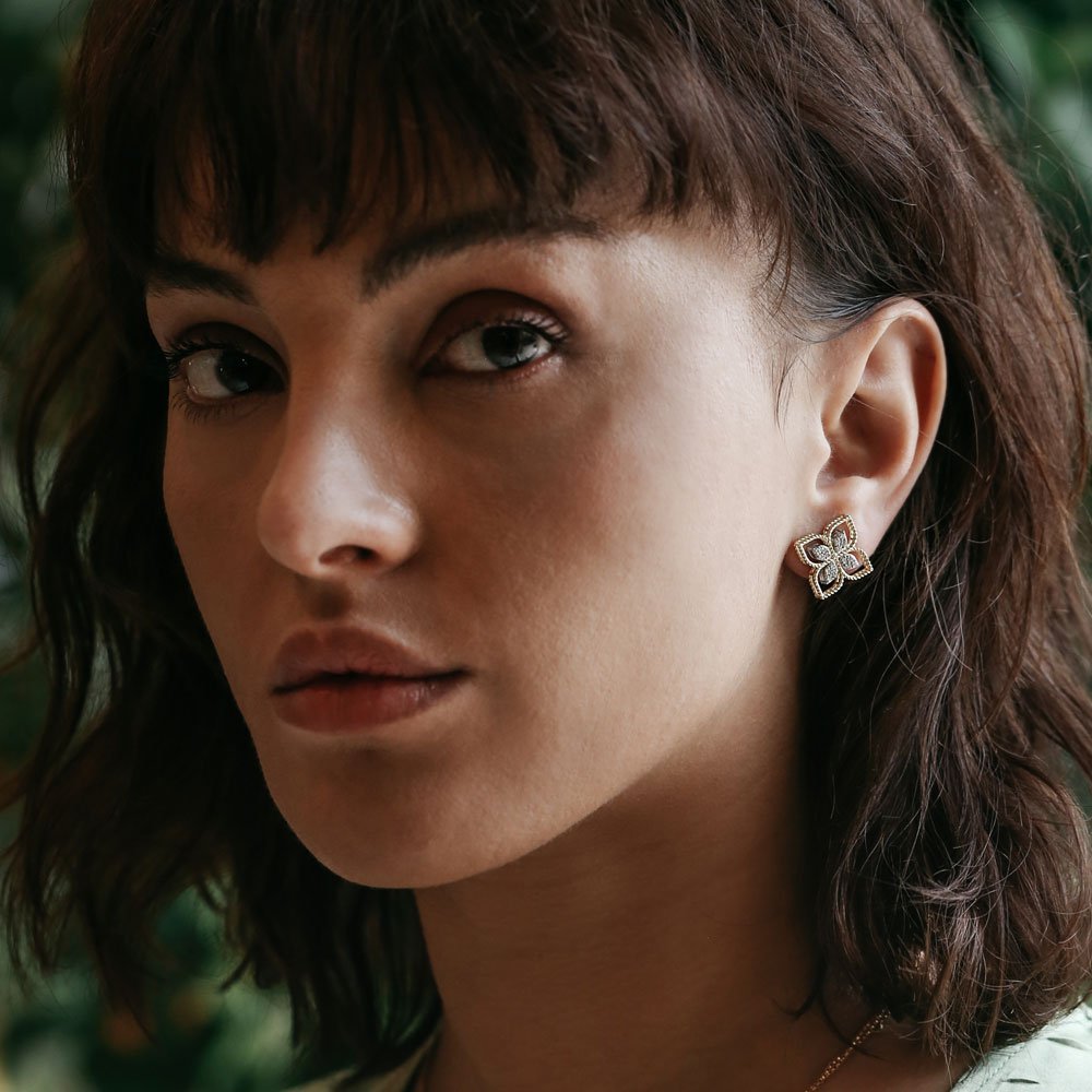 Princess Flower Diamond Earrings Large Version