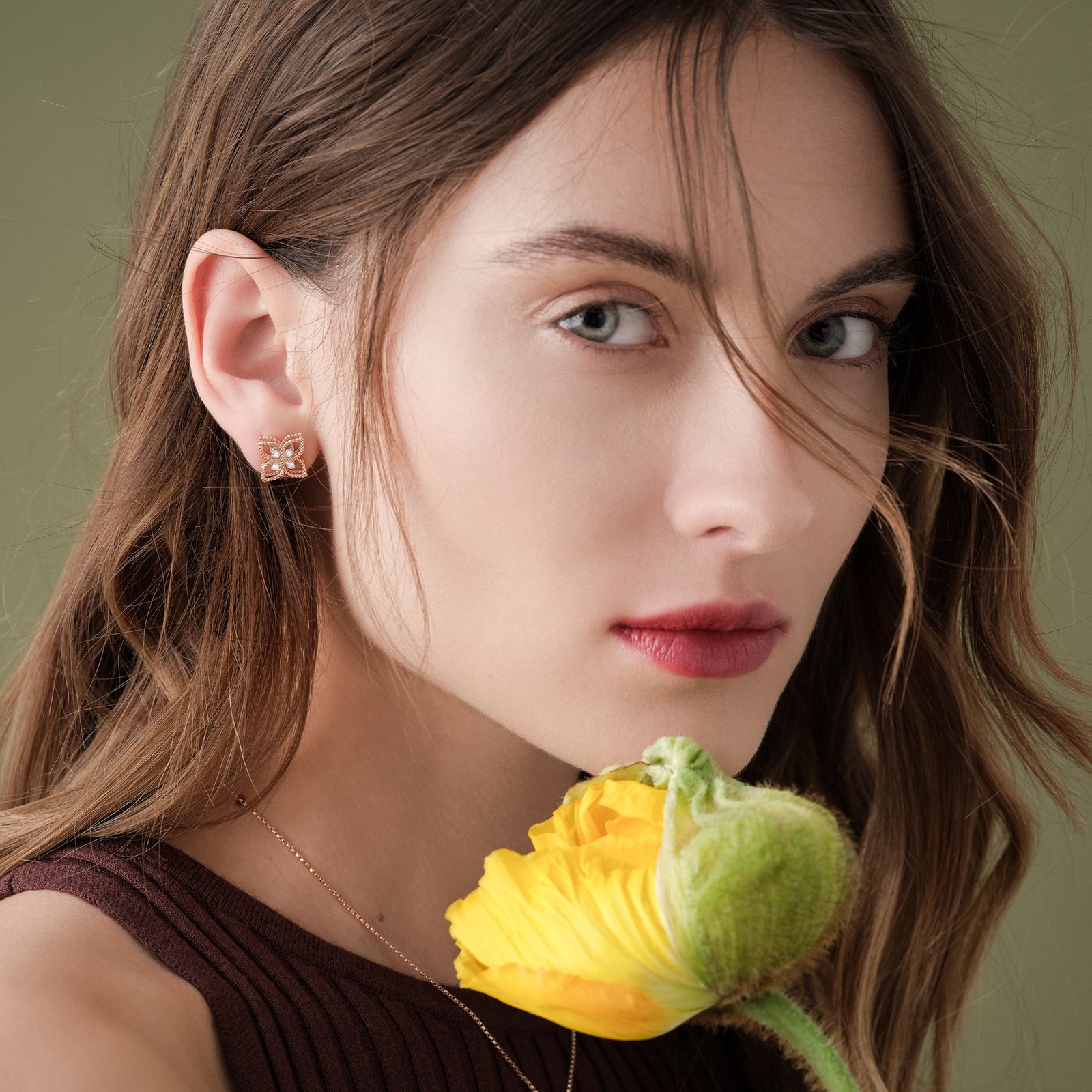 Princess Flower Diamond Earrings Small Version