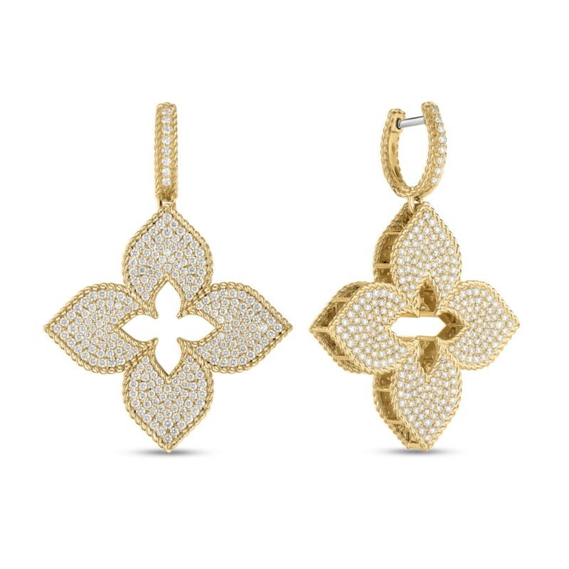 Venetian Princess Full Diamond Earrings Large Version (Yellow Gold)