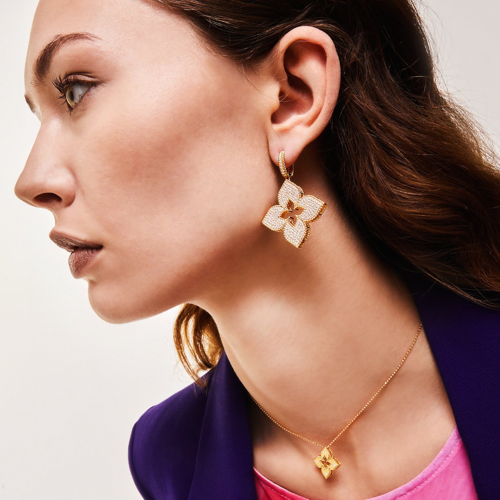 Venetian Princess Full Diamond Earrings Large Version (Yellow Gold)