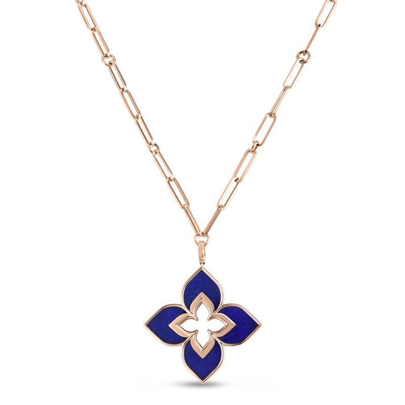 Venetian Princess Lapis Lazuli Pendant Necklace Large Version (Rose Gold)