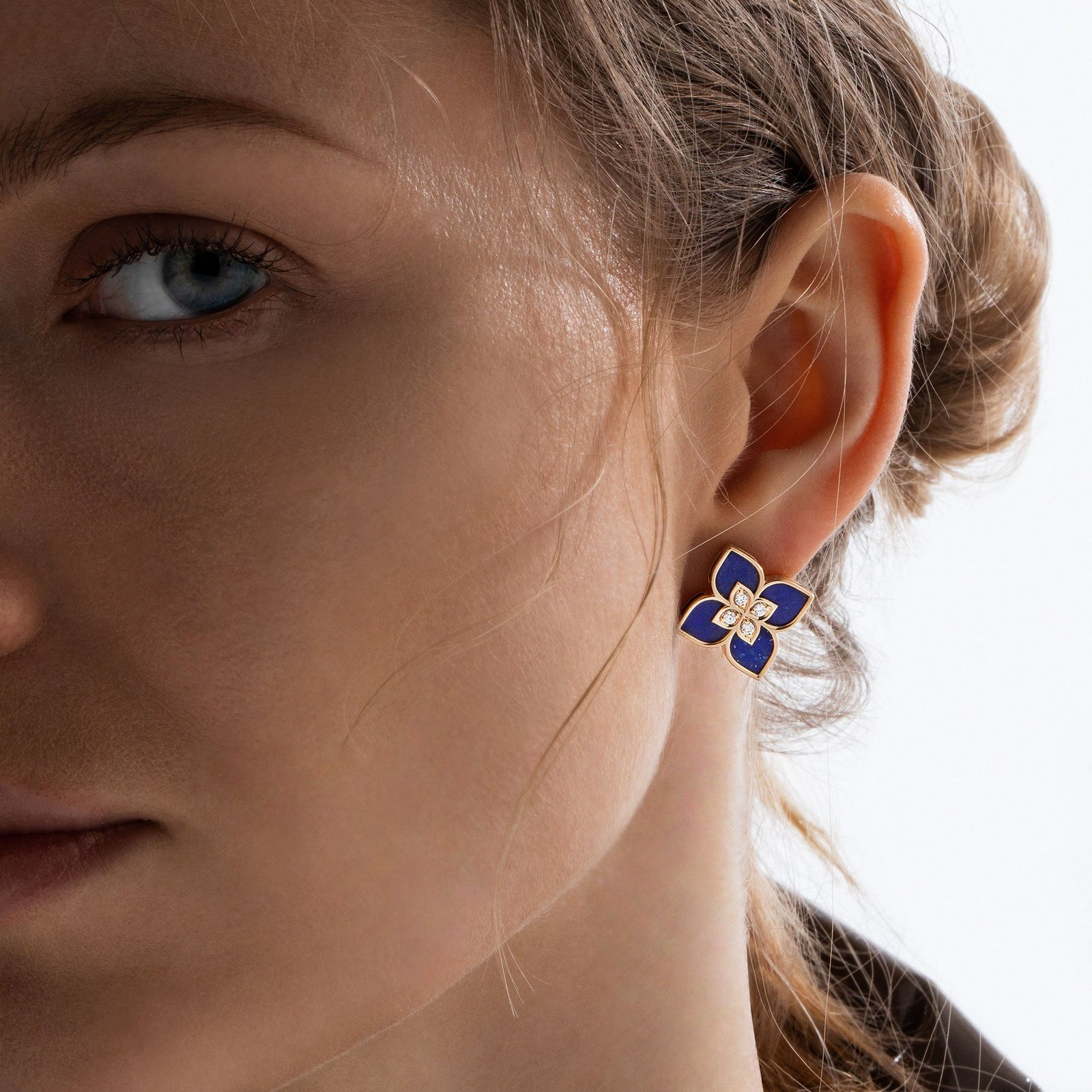 Venetian Princess Lapis Lazuli & Diamond Stud Earrings (Rose Gold)