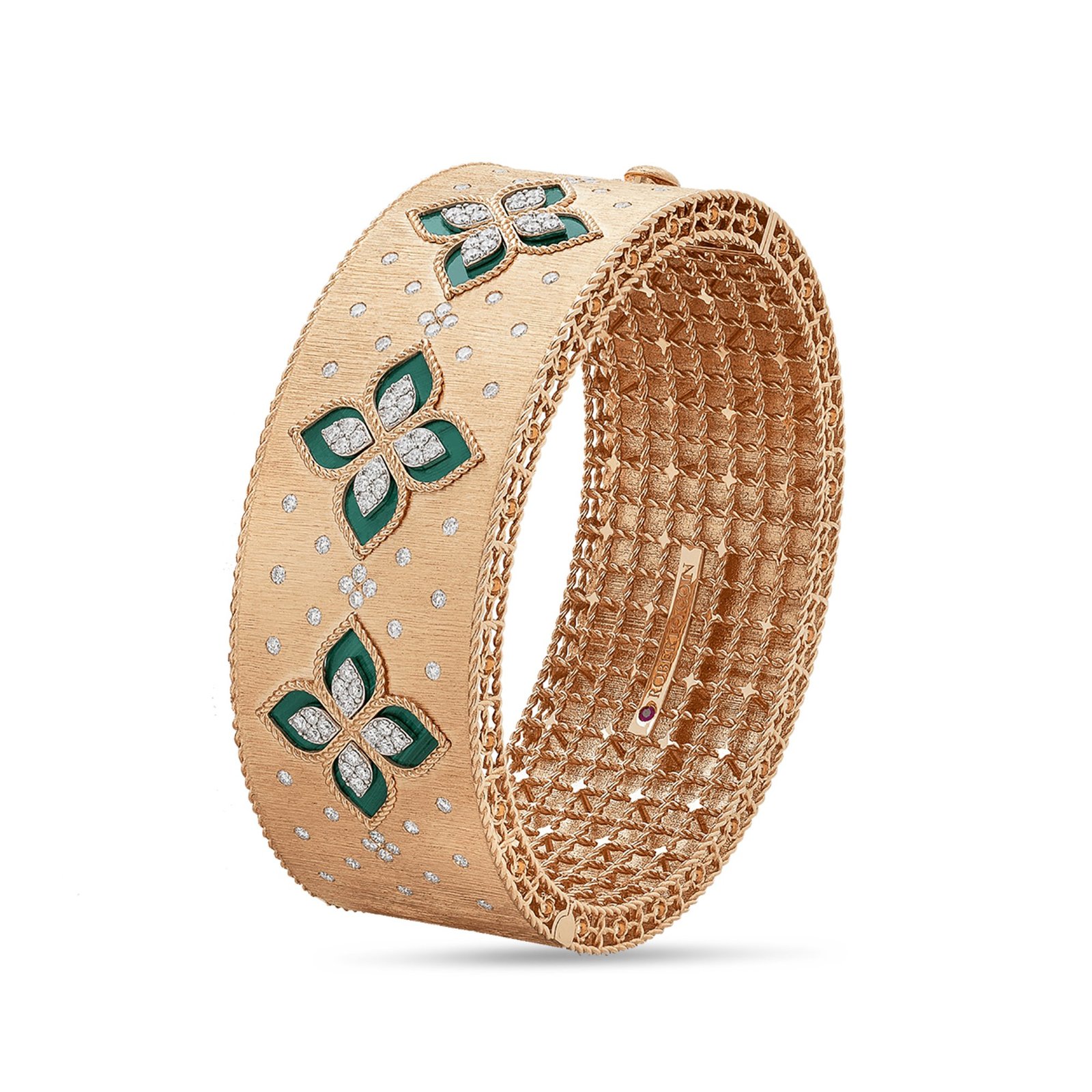 Princess Flower Malachite & Diamond Bangle (Rose Gold)
