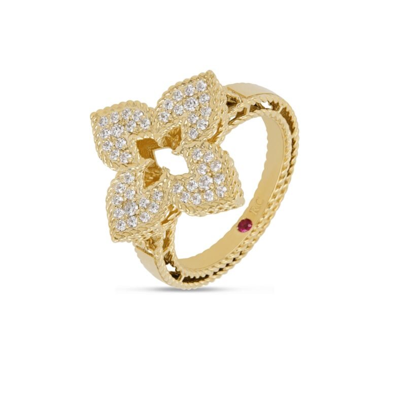 Venetian Princess Full Diamond Ring Medium Version (Yellow Gold)