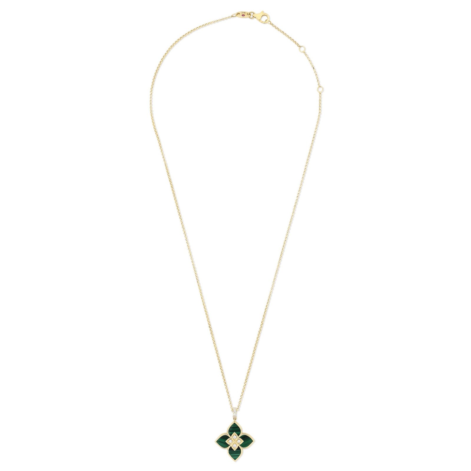 Venetian Princess Malachite & Diamond Pendant Necklace Small Version