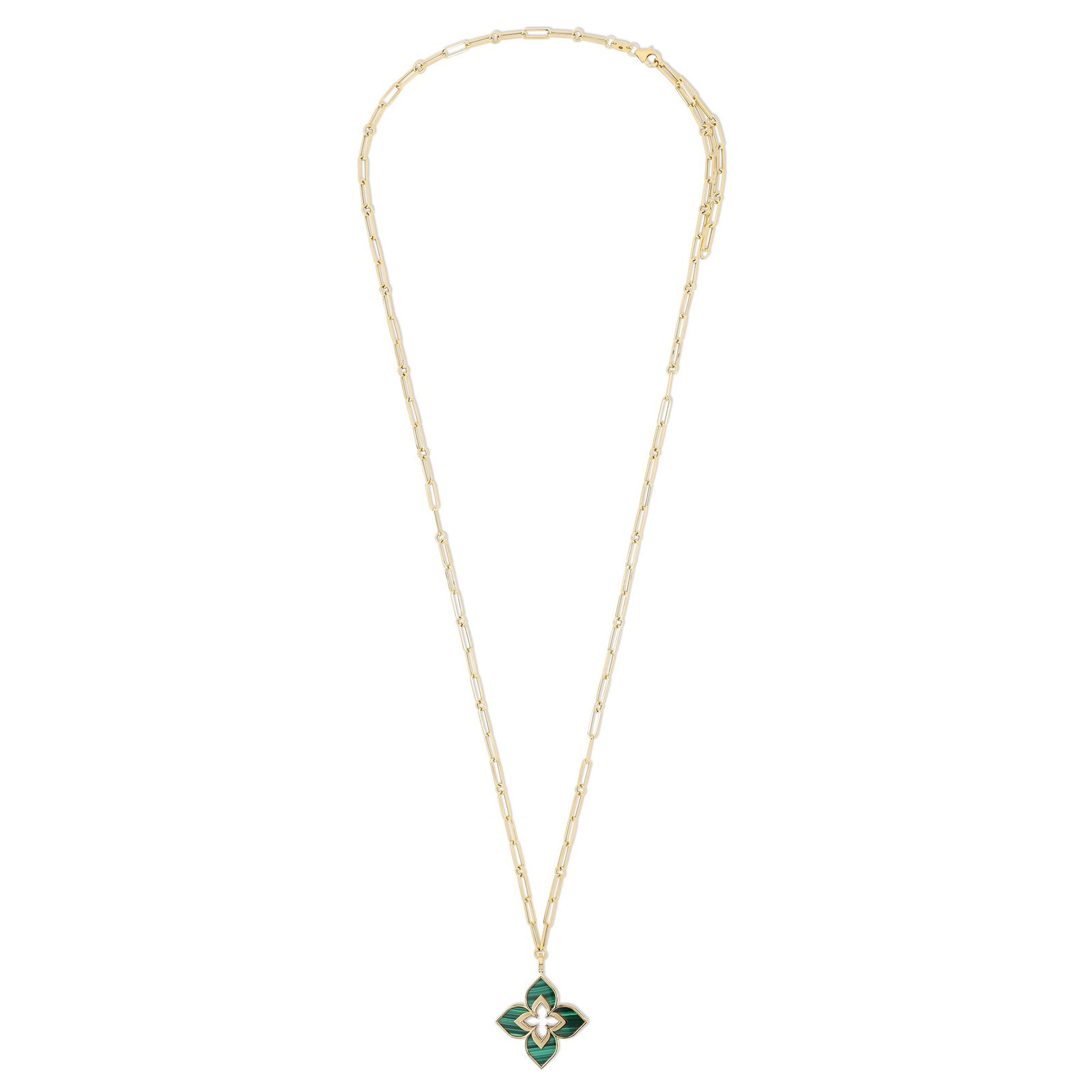 Venetian Princess Malachite Pendant Necklace Large Version (Yellow Gold)