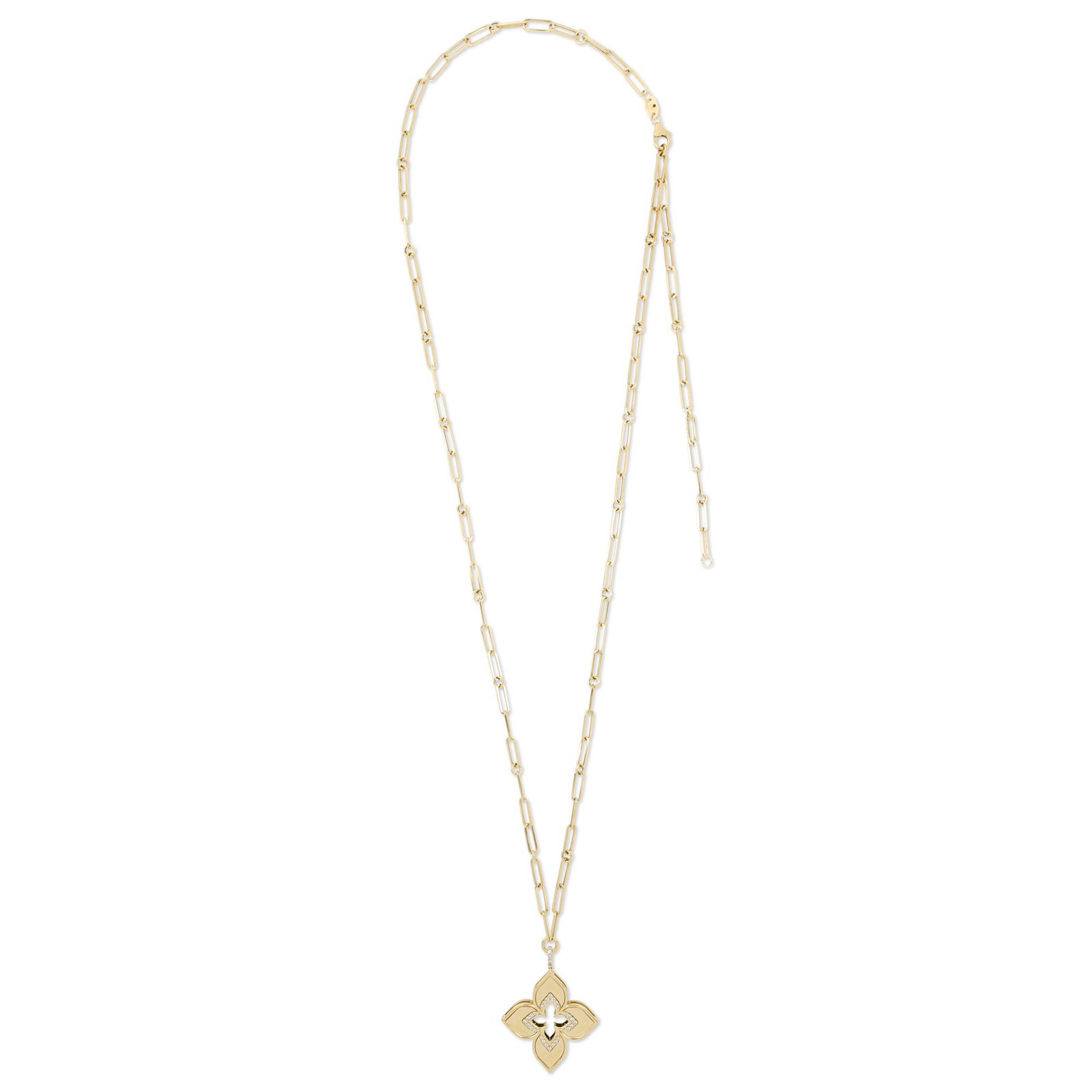Venetian Princess One Row Diamond Pendant Necklace Large Version (Yellow Gold)