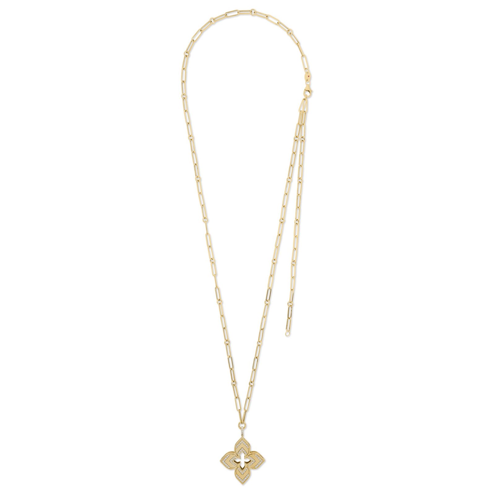 Venetian Princess Two Row Diamond Pendant Necklace Large Version (Yellow Gold)