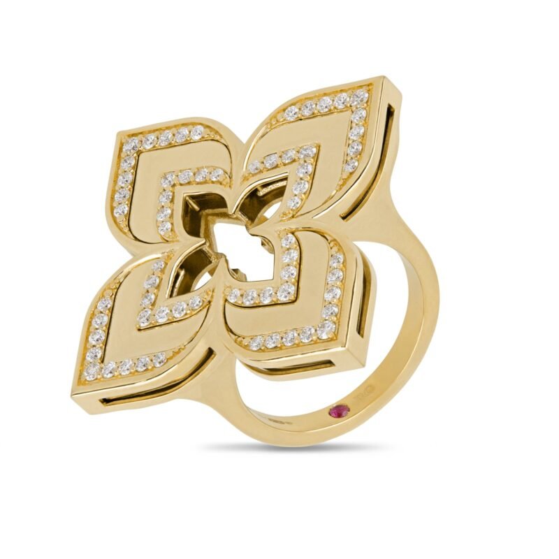 Venetian Princess Two Row Diamond Ring Large Version (Yellow Gold)