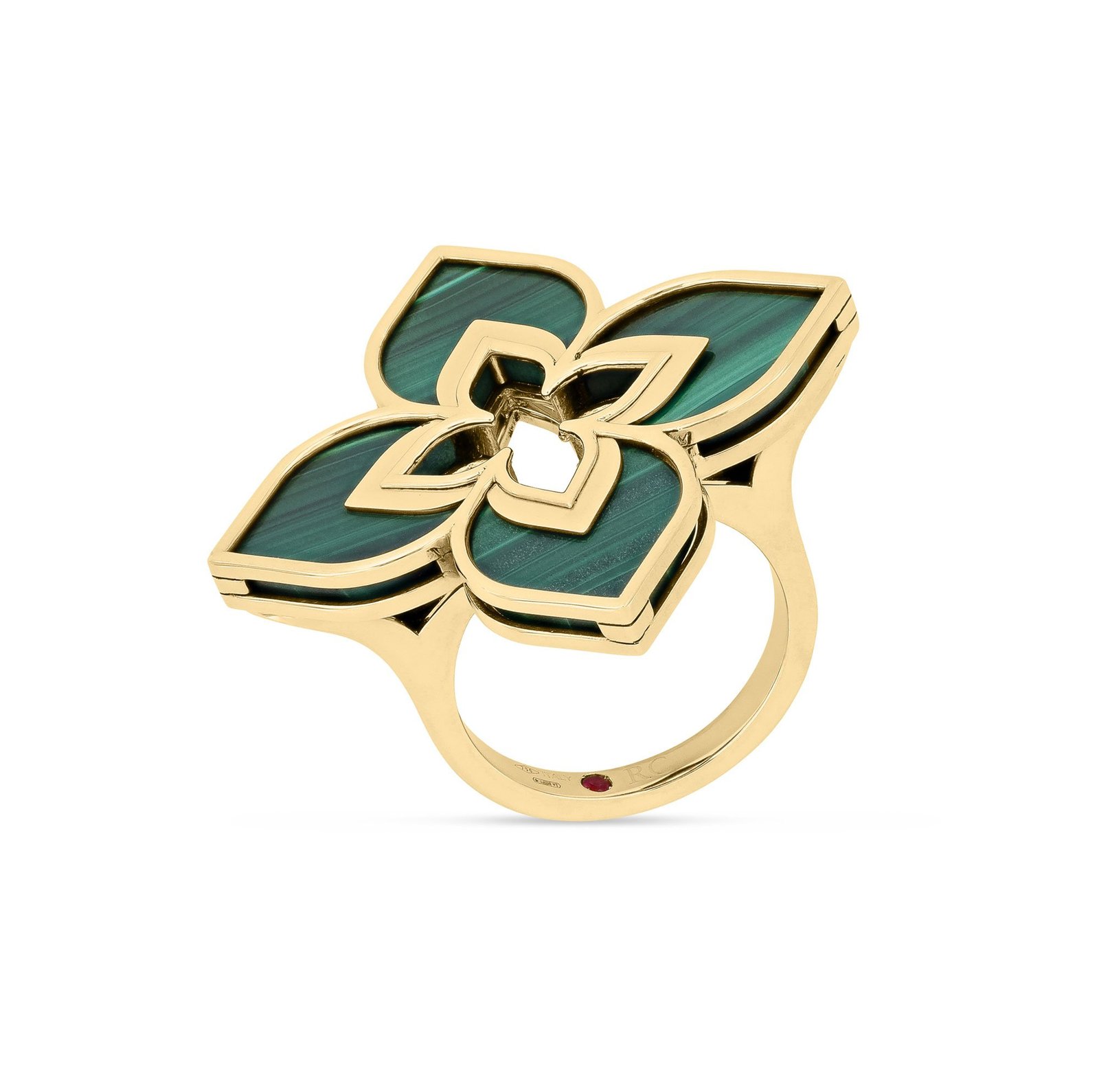 Venetian Princess Malachite Ring Large Version (Yellow Gold)