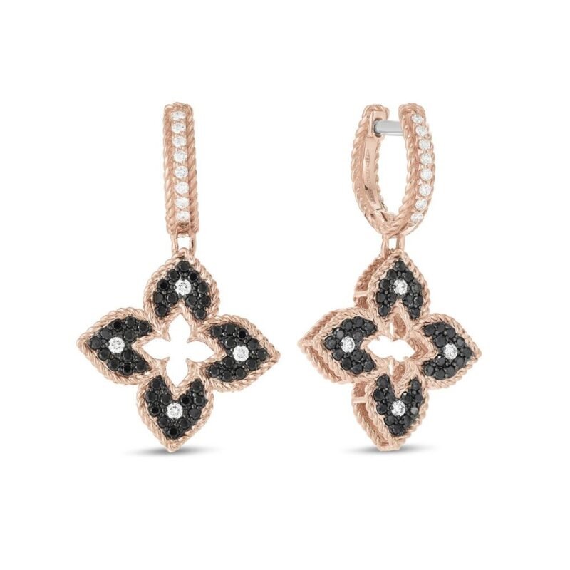 Venetian Princess Black & Colourless Diamond Earrings (Rose Gold)