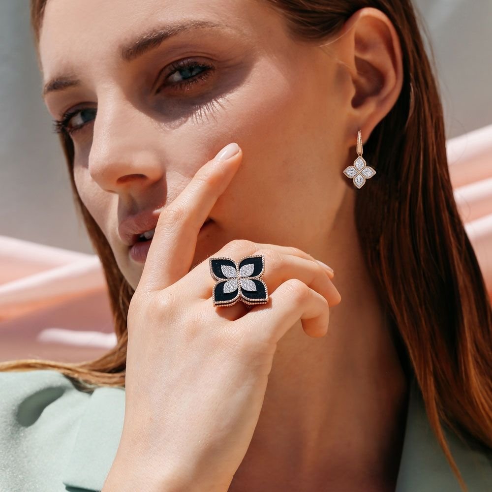 Princess Flower Diamond Earrings Large version