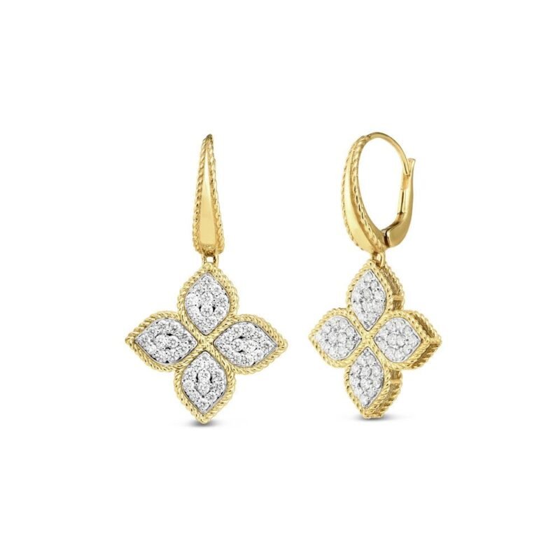 Princess Flower Diamond Earrings Large version