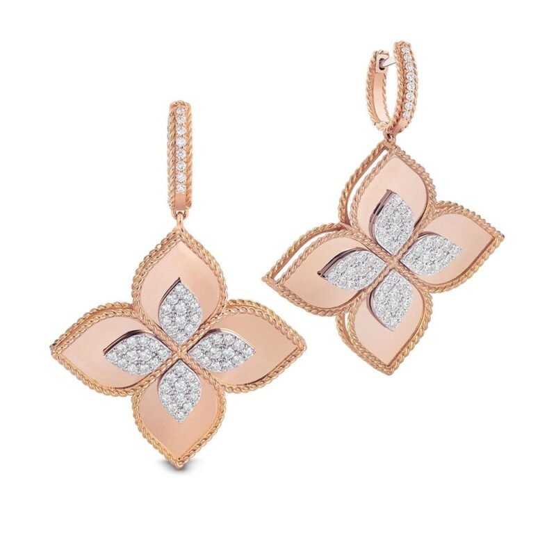 Princess Flower Diamond Earrings Large Version (Rose Gold)