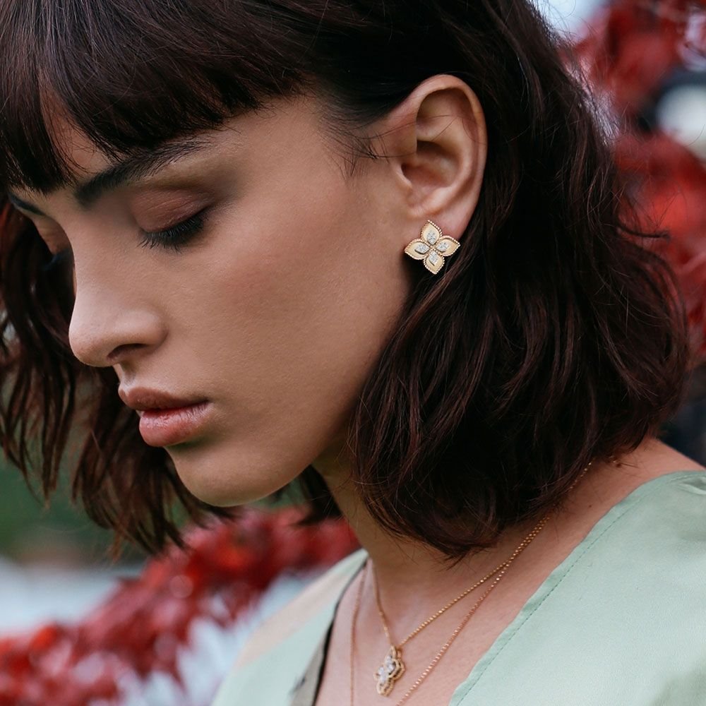 Princess Flower Diamond Earrings Small Version (Rose Gold)