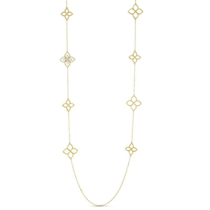 Princess Flower Diamond Necklace (Yellow Gold)