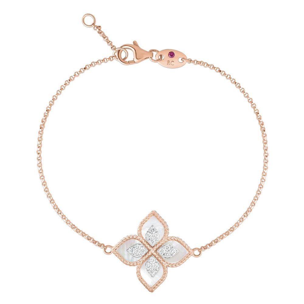 Princess Flower Stone & Diamond Bracelet (Rose Gold)