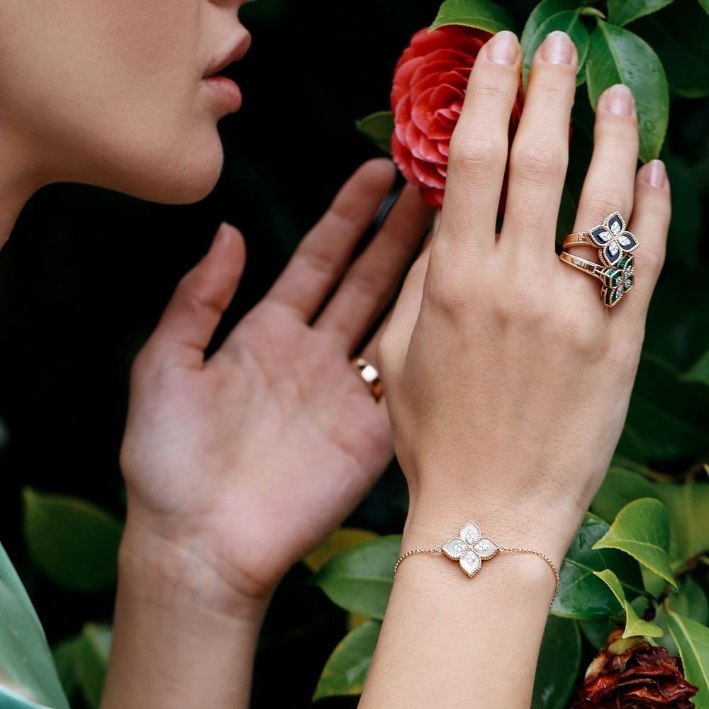 Princess Flower Stone & Diamond Bracelet (Rose Gold)