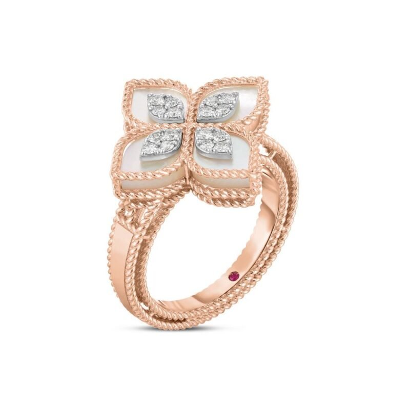 Princess Flower Stone & Diamond Ring Small Version (Rose Gold)