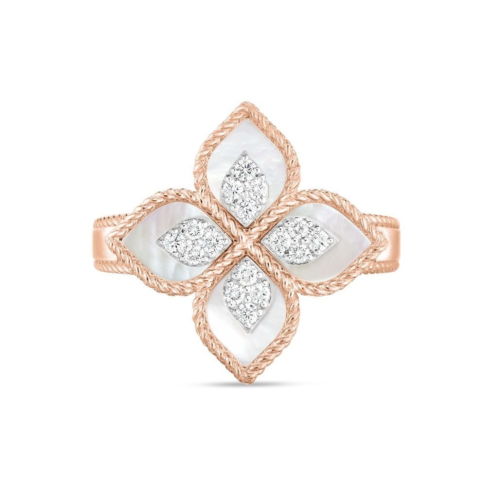 Princess Flower Stone & Diamond Ring Small Version (Rose Gold)