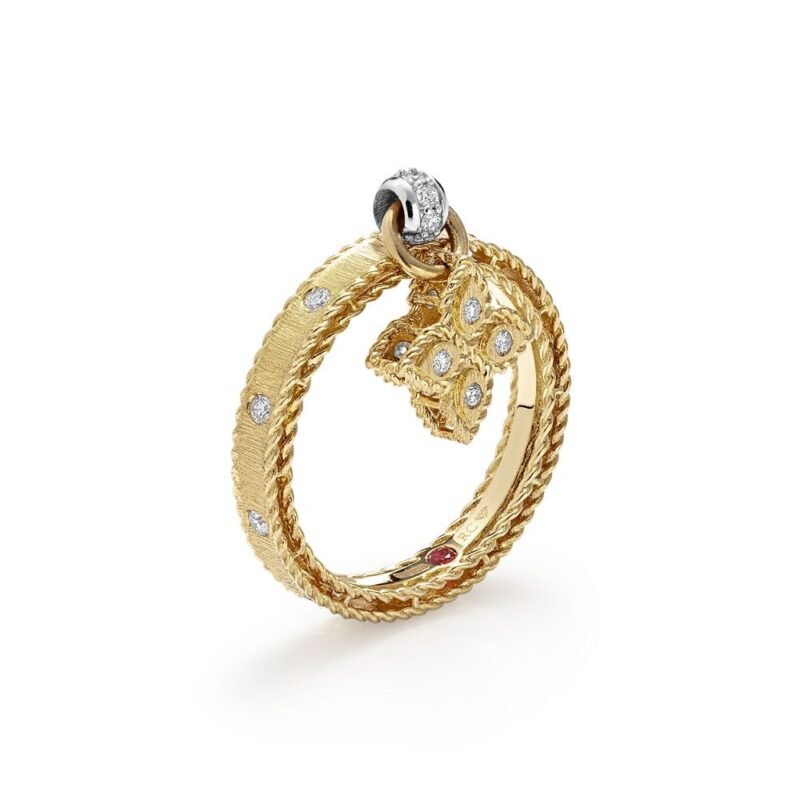 Princess Flower Diamond Ring With Charm