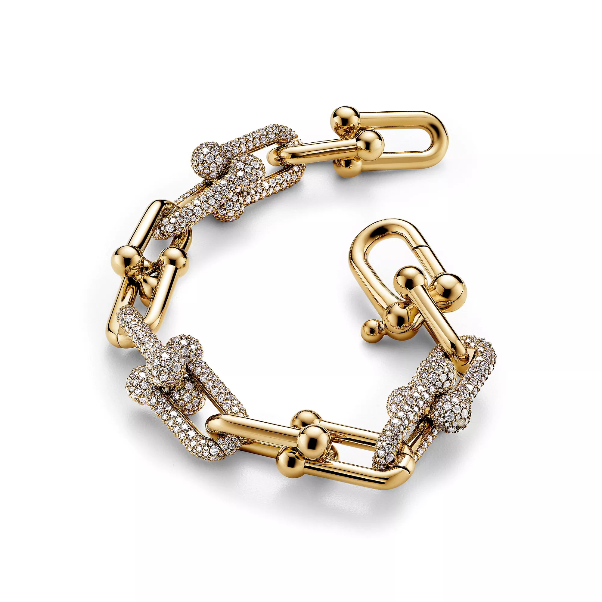 HardWear Large Link Bracelet with Semi Pave Diamonds