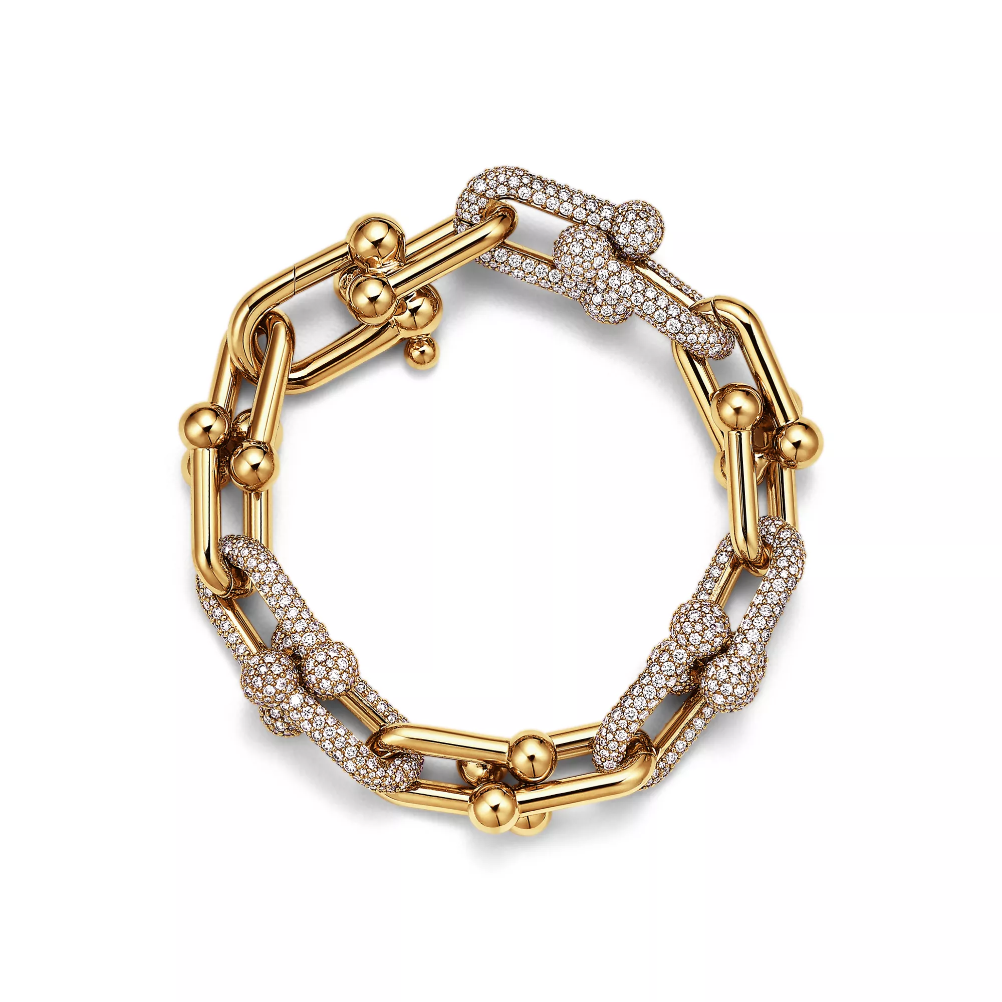 HardWear Large Link Bracelet with Semi Pave Diamonds